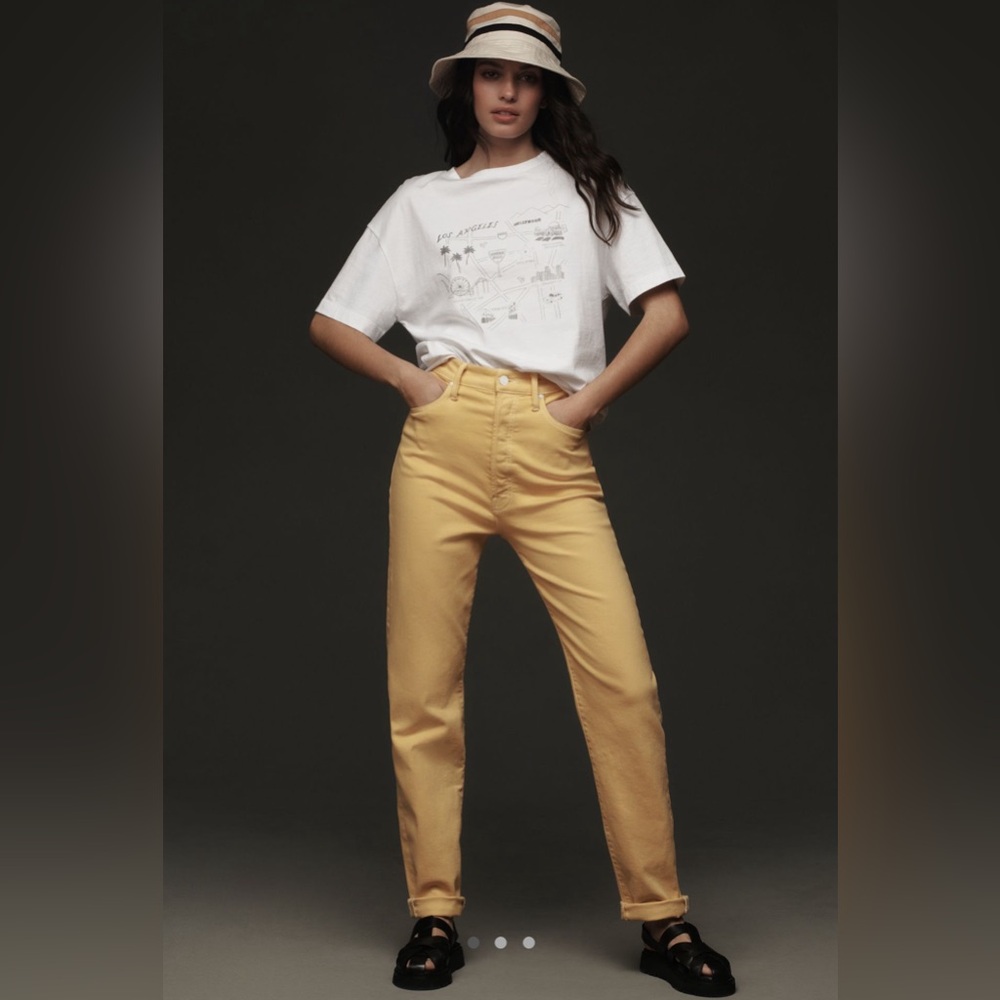NWT MOTHER denim The Tune Up Bona Fide Hover- Primrose Yellow- Size 29